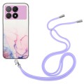 For Xiaomi Redmi K70E / Poco X6 Pro 5G Hollow Marble Pattern TPU Phone Case with Neck Strap Rope(Pin