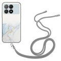 For Xiaomi Redmi K70E / Poco X6 Pro 5G Hollow Marble Pattern TPU Phone Case with Neck Strap Rope(Gre