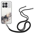 For Xiaomi Redmi K70E / Poco X6 Pro 5G Hollow Marble Pattern TPU Phone Case with Neck Strap Rope(Bla