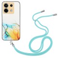 For Xiaomi Poco X6 5G Hollow Marble Pattern TPU Phone Case with Neck Strap Rope(Yellow)