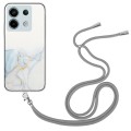 For Xiaomi Poco X6 5G Hollow Marble Pattern TPU Phone Case with Neck Strap Rope(Grey)