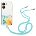 For Xiaomi Redmi 13C 4G / Poco C65 Hollow Marble Pattern TPU Phone Case with Neck Strap Rope(Yellow)