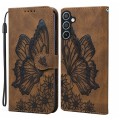 For Samsung Galaxy A35 5G Retro Skin Feel Butterflies Embossing Horizontal Flip Leather Phone Case(B