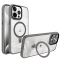 For iPhone 15 Pro Max Shield Armor MagSafe Holder Phone Case(Grey)