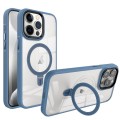 For iPhone 15 Pro Shield Armor MagSafe Holder Phone Case(Blue)