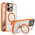 For iPhone 15 Pro Shield Armor MagSafe Holder Phone Case(Orange)