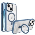 For iPhone 15 Shield Armor MagSafe Holder Phone Case(Blue)