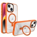 For iPhone 14 Shield Armor MagSafe Holder Phone Case(Orange)