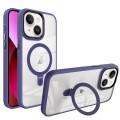 For iPhone 13 Shield Armor MagSafe Holder Phone Case(Deep Purple)