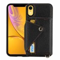 For iPhone XR Crossbody Zipper Card Bag RFID Anti-theft Phone Case(Black)