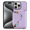 For iPhone 15 Pro Max Crossbody Zipper Card Bag RFID Anti-theft Phone Case(Purple)