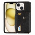 For iPhone 15 Crossbody Zipper Card Bag RFID Anti-theft Phone Case(Black)