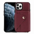For iPhone 11 Pro Crossbody Zipper Card Bag RFID Anti-theft Phone Case(Wine Red)