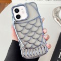 For iPhone 12 Mermaid Shape Embossed Electroplated TPU Phone Case(Blue)