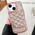 For iPhone 13 Mermaid Shape Embossed Electroplated TPU Phone Case(Rose Gold)