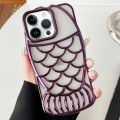 For iPhone 13 Pro Mermaid Shape Embossed Electroplated TPU Phone Case(Dark Purple)