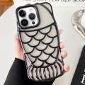 For iPhone 13 Pro Max Mermaid Shape Embossed Electroplated TPU Phone Case(Black)
