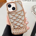 For iPhone 14 Mermaid Shape Embossed Electroplated TPU Phone Case(Gold)