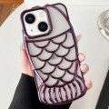 For iPhone 14 Mermaid Shape Embossed Electroplated TPU Phone Case(Dark Purple)