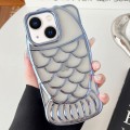 For iPhone 14 Mermaid Shape Embossed Electroplated TPU Phone Case(Blue)