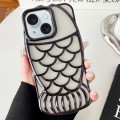 For iPhone 15 Mermaid Shape Embossed Electroplated TPU Phone Case(Black)