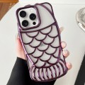 For iPhone 15 Pro Mermaid Shape Embossed Electroplated TPU Phone Case(Dark Purple)