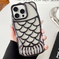 For iPhone 15 Pro Mermaid Shape Embossed Electroplated TPU Phone Case(Black)