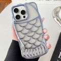 For iPhone 15 Pro Mermaid Shape Embossed Electroplated TPU Phone Case(Blue)