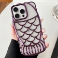 For iPhone 15 Pro Max Mermaid Shape Embossed Electroplated TPU Phone Case(Dark Purple)
