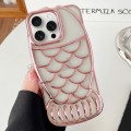 For iPhone 15 Pro Max Mermaid Shape Embossed Electroplated TPU Phone Case(Rose Gold)