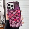 For iPhone 15 Pro Max Mermaid Shape Painted Paper Embossed Electroplated TPU Phone Case(Dark Purple)