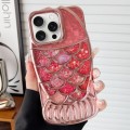 For iPhone 15 Pro Max Mermaid Shape Painted Paper Embossed Electroplated TPU Phone Case(Rose Gold)
