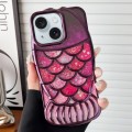 For iPhone 15 Mermaid Shape Painted Paper Embossed Electroplated TPU Phone Case(Dark Purple)