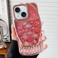 For iPhone 15 Mermaid Shape Painted Paper Embossed Electroplated TPU Phone Case(Rose Gold)