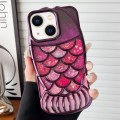 For iPhone 14 Mermaid Shape Painted Paper Embossed Electroplated TPU Phone Case(Dark Purple)