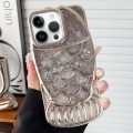 For iPhone 14 Pro Mermaid Shape Painted Paper Embossed Electroplated TPU Phone Case(Silver)