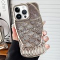 For iPhone 14 Pro Max Mermaid Shape Painted Paper Embossed Electroplated TPU Phone Case(Silver)