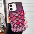 For iPhone 12 Mermaid Shape Painted Paper Embossed Electroplated TPU Phone Case(Dark Purple)