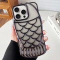 For iPhone 15 Pro Max Mermaid Shape Glitter Paper Embossed Electroplated TPU Phone Case(Black)