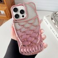 For iPhone 15 Pro Max Mermaid Shape Glitter Paper Embossed Electroplated TPU Phone Case(Rose Gold)