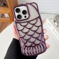 For iPhone 15 Pro Mermaid Shape Glitter Paper Embossed Electroplated TPU Phone Case(Dark Purple)