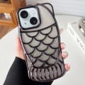 For iPhone 15 Mermaid Shape Glitter Paper Embossed Electroplated TPU Phone Case(Black)