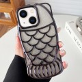 For iPhone 14 Mermaid Shape Glitter Paper Embossed Electroplated TPU Phone Case(Black)