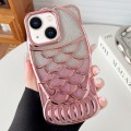 For iPhone 14 Mermaid Shape Glitter Paper Embossed Electroplated TPU Phone Case(Rose Gold)