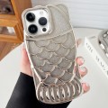 For iPhone 14 Pro Mermaid Shape Glitter Paper Embossed Electroplated TPU Phone Case(Silver)
