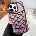 For iPhone 14 Pro Mermaid Shape Glitter Paper Embossed Electroplated TPU Phone Case(Dark Purple)
