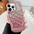 For iPhone 14 Pro Mermaid Shape Glitter Paper Embossed Electroplated TPU Phone Case(Rose Gold)