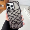 For iPhone 14 Pro Max Mermaid Shape Glitter Paper Embossed Electroplated TPU Phone Case(Black)