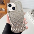 For iPhone 13 Mermaid Shape Glitter Paper Embossed Electroplated TPU Phone Case(Silver)