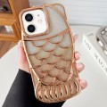 For iPhone 12 Mermaid Shape Glitter Paper Embossed Electroplated TPU Phone Case(Gold)